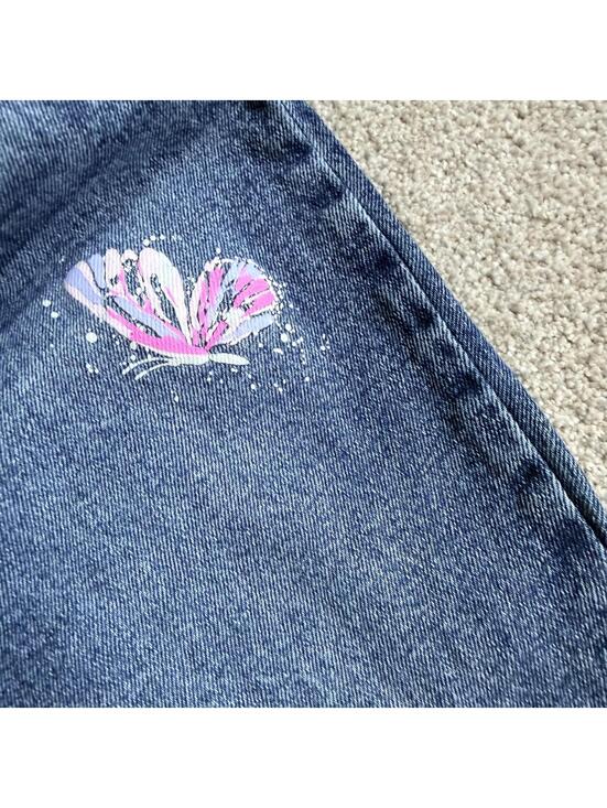 Justice Girls Butterfly Jeans Size 12 Distressed Denim - Picture 6 of 7